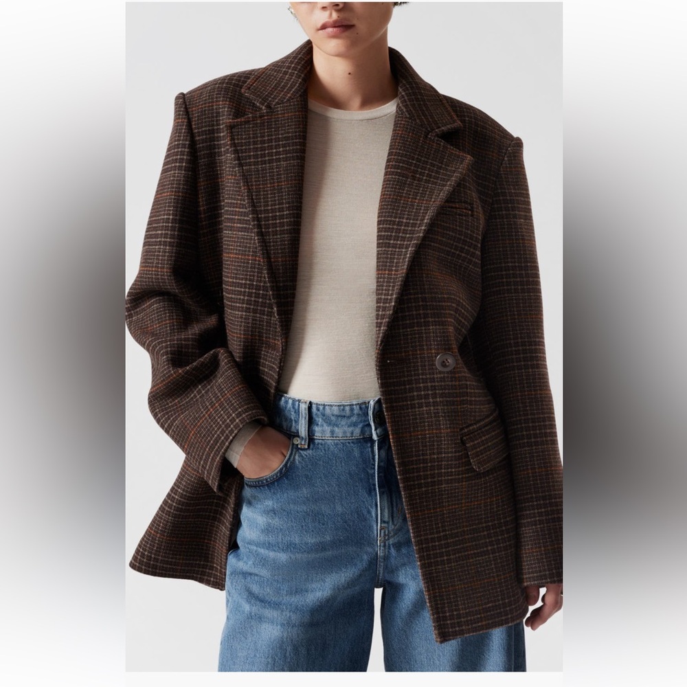 & Other Stories Brown Plaid Wool Jacket